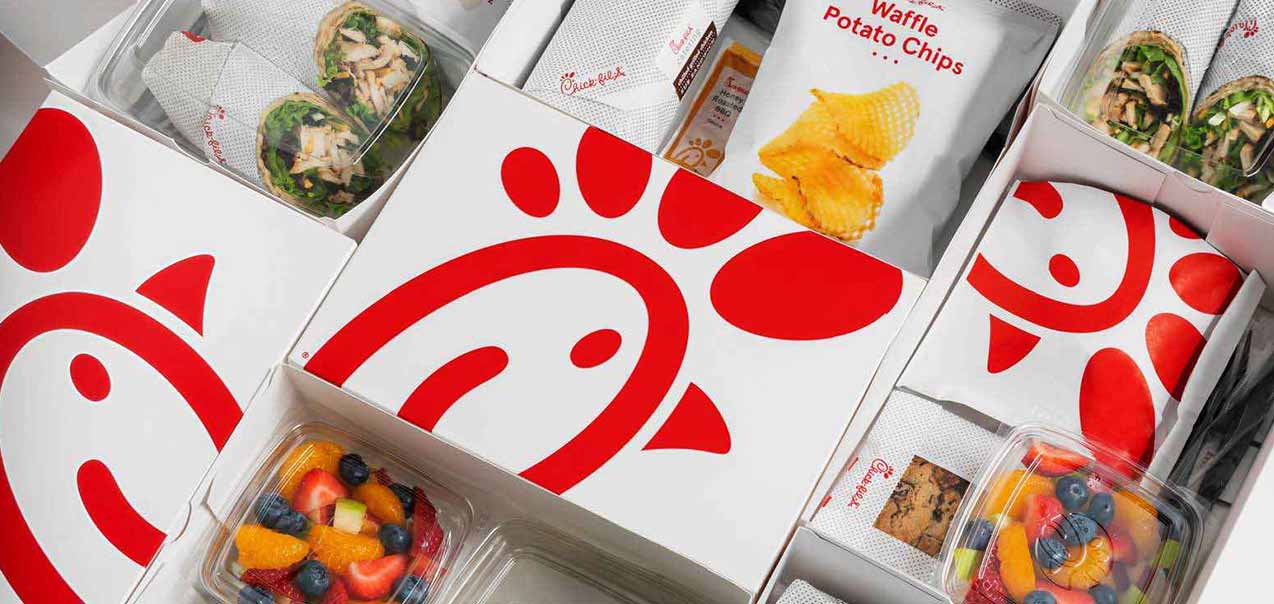 An overhead photo of our catered Packaged Meals